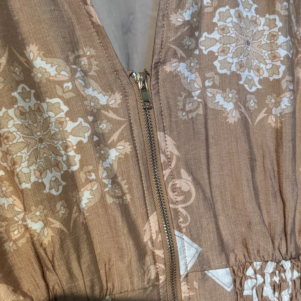 C. Luce Tan Printed Long Sleeve Midi Dress - Picture 4 of 12